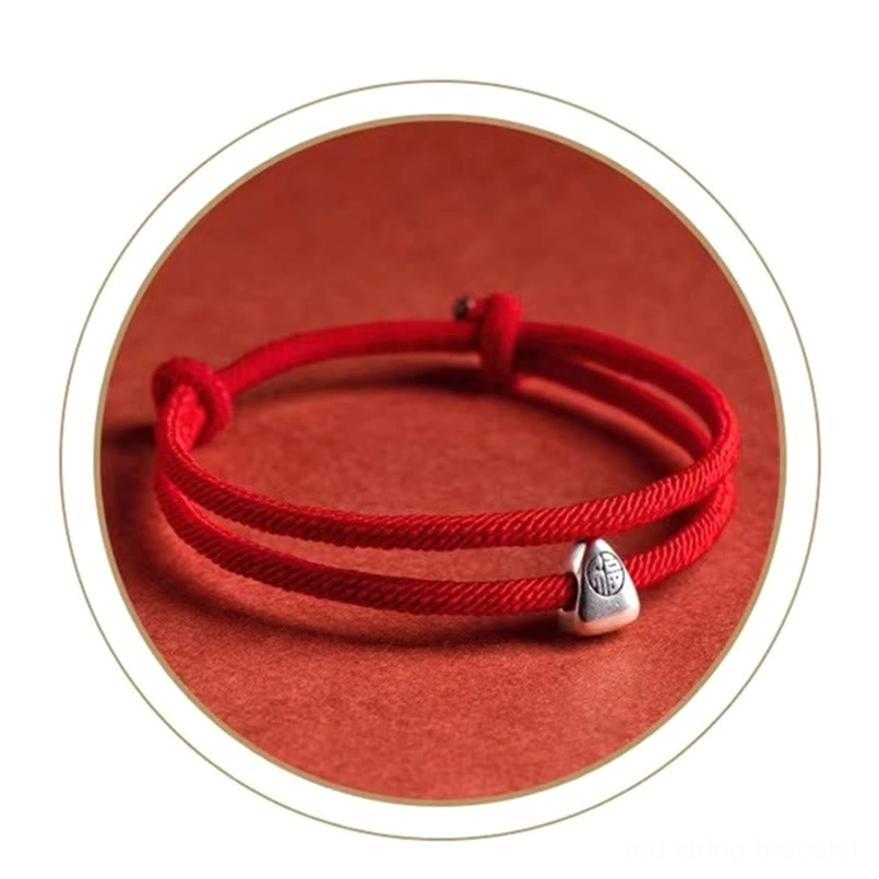 Fu character red string bracelet prosperity good fortune wealth attraction symbol