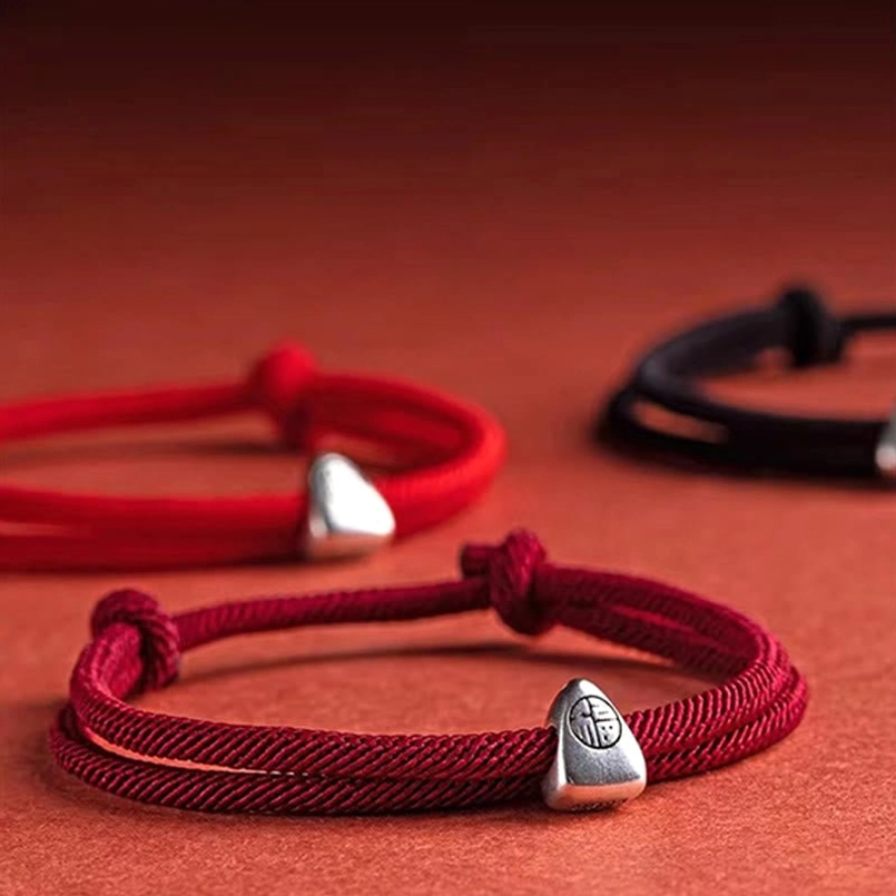 Multiple fu character red string bracelets red black dark red color options