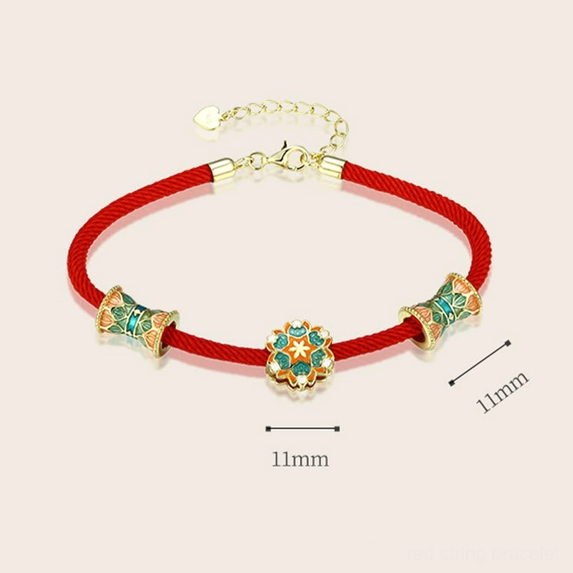 Dunhuang lotus drum red string bracelet gift style display with soft ambient light