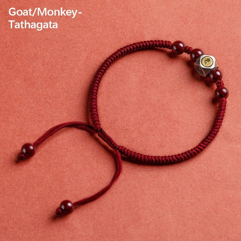 Goat monkey tathagata bodhisattva zodiac natal buddha red string bracelet custom fit