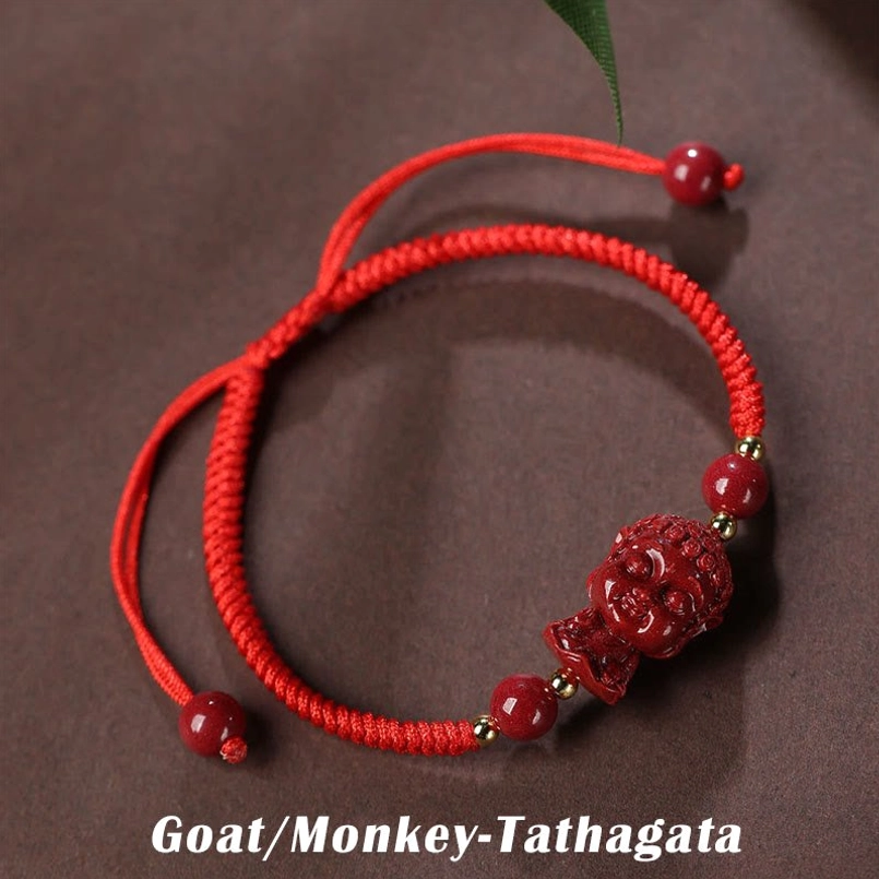 Goat Monkey zodiac patron Tathagata Mahavairocana cinnabar bracelet