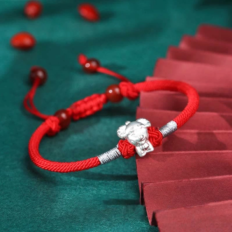 Goat zodiac 999 sterling silver red string bracelet for harmony and balance