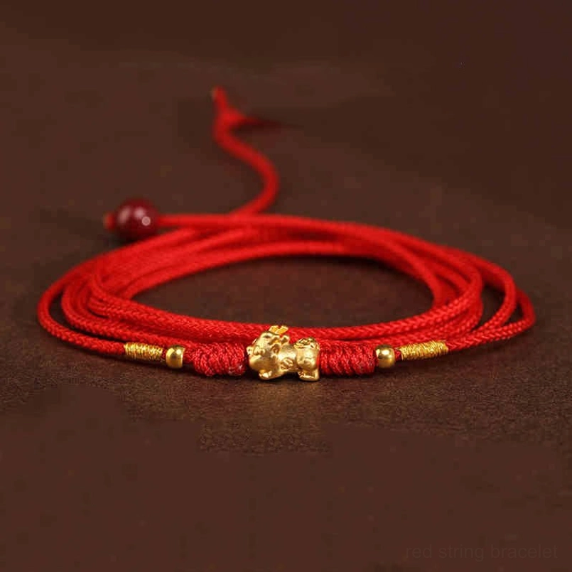 999 gold red string belly chain packed with 5 interchangeable charm pendants included