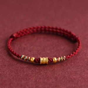 999 gold bucket charm red string bracelet handcrafted with braided rope and colorful accents - prosperity charm