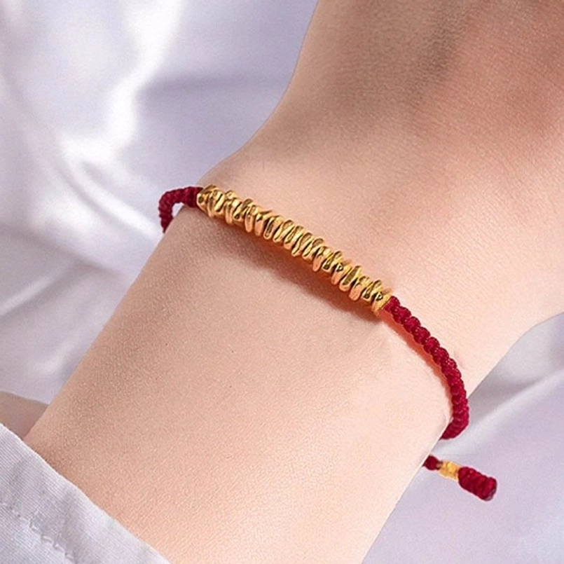 999 gold small pieces red string bracelet product detail showcase