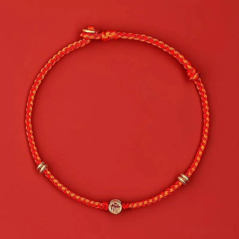 Gold string 925 sterling silver Fu charm bracelet product view