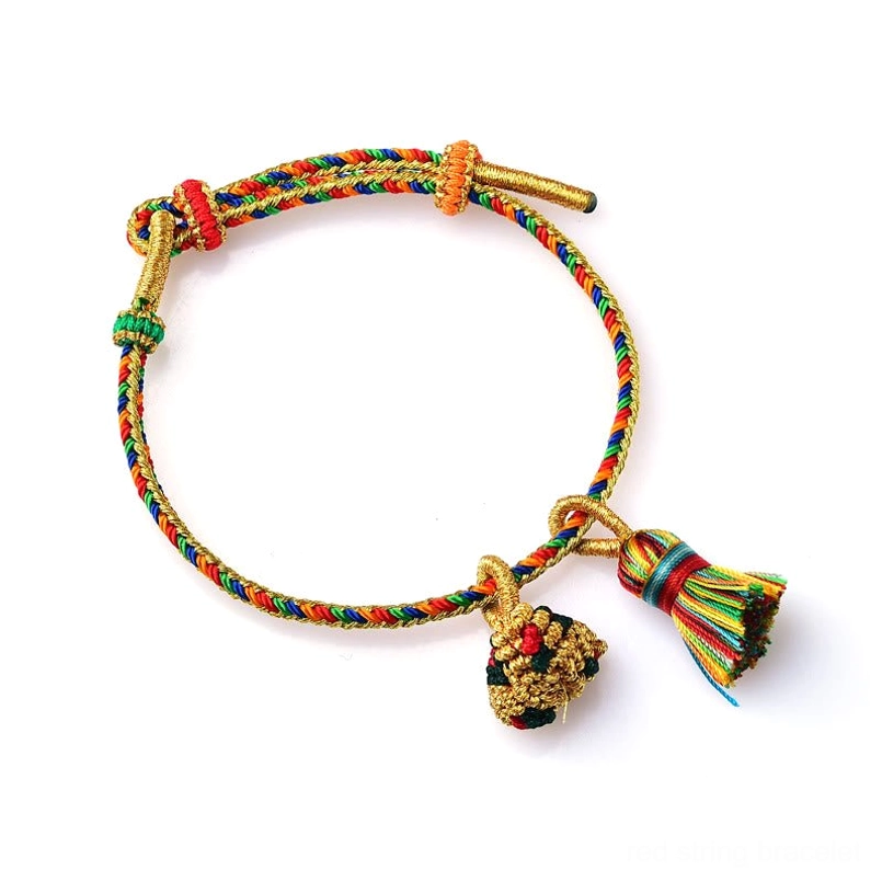 Gold zongzi colorful five element broom charm bracelet artisan hand-woven