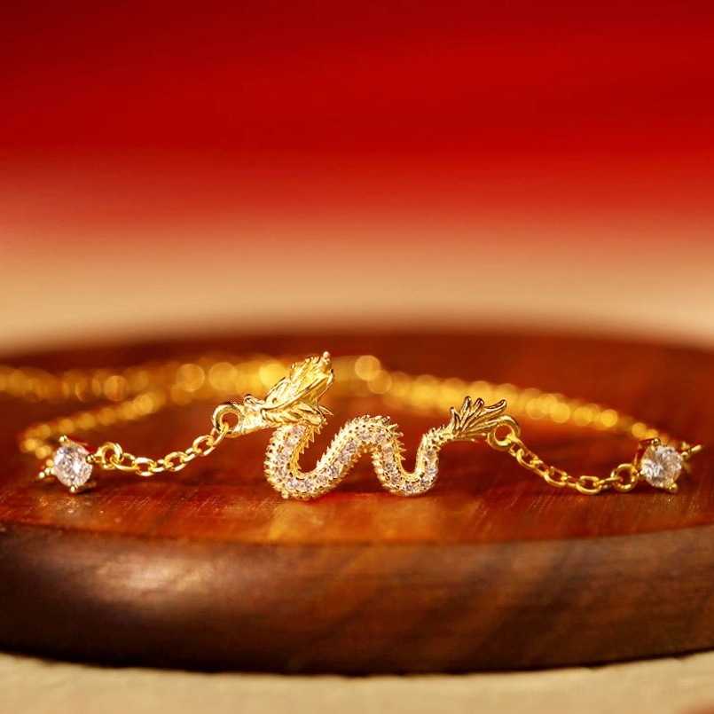 Golden Dragon Chain Bracelet 925 Sterling Silver Chinese zodiac symbol