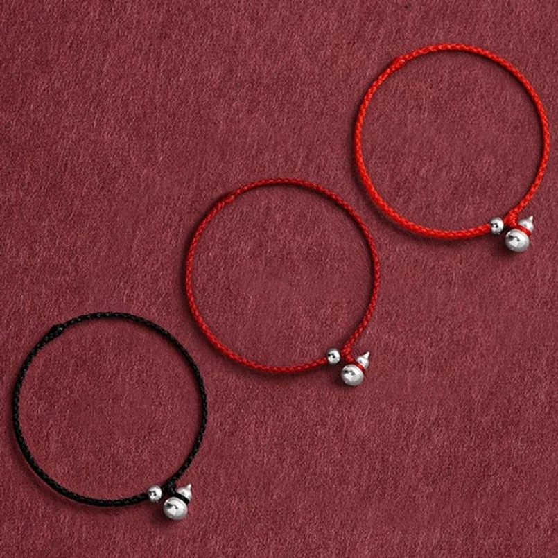 protective gourd lucky fortune bracelet available in red dark red and black rope