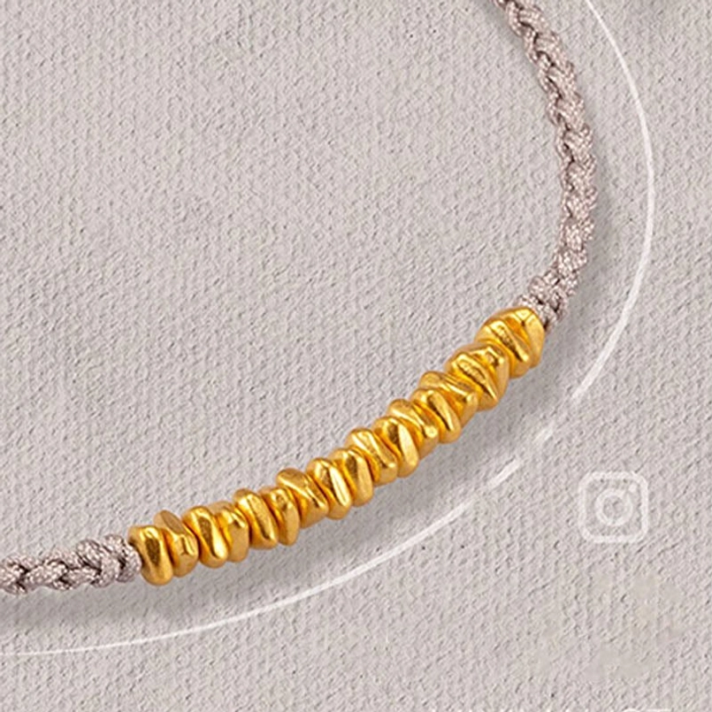gray color 999 gold small pieces braided red string bracelet