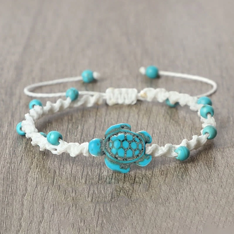 Gray rope turtle protection bracelet handmade cord design