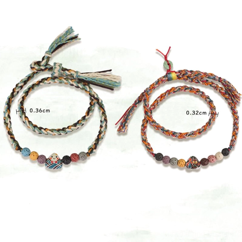 Green rope Dragon Boat Festival lucky braided bracelet product shot