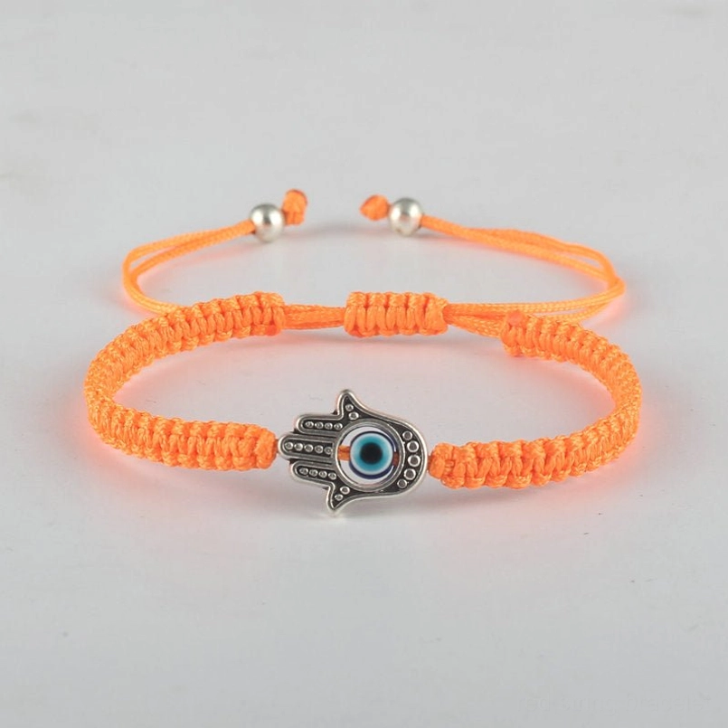 Hamsa evil eye dark orange string bracelet - vibrant spiritual protection talisman