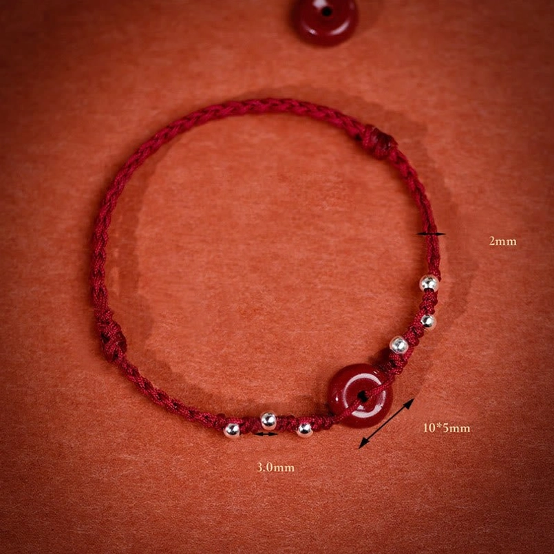 Cinnabar peace buckle bracelet handcrafted natural stone jewelry detail close-up