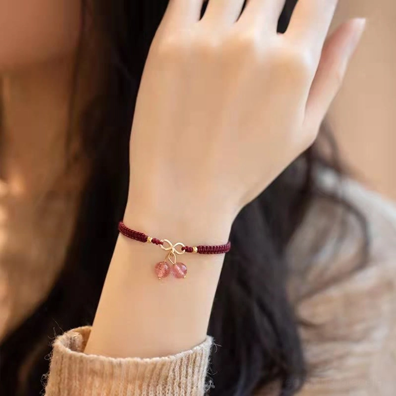Handcrafted Crystal Beaded Bracelet - Red Thread Fate Tradition