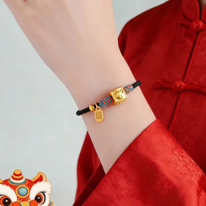 handcrafted red string bracelet with 999 silver zodiac charm and adjustable fit