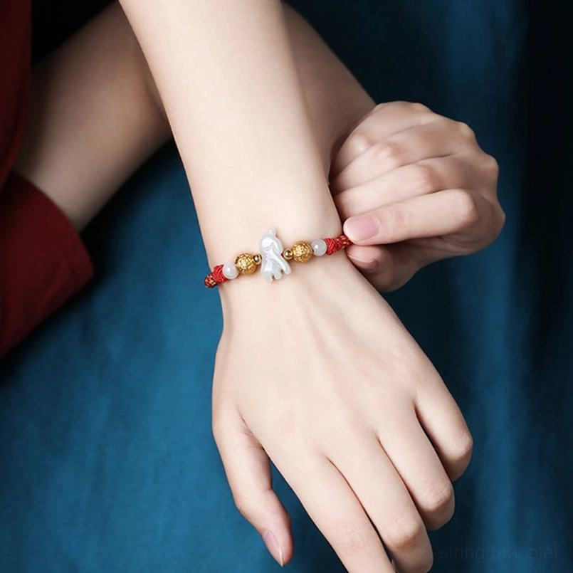 Handcrafted zodiac jade bracelet red cord protection luck charm
