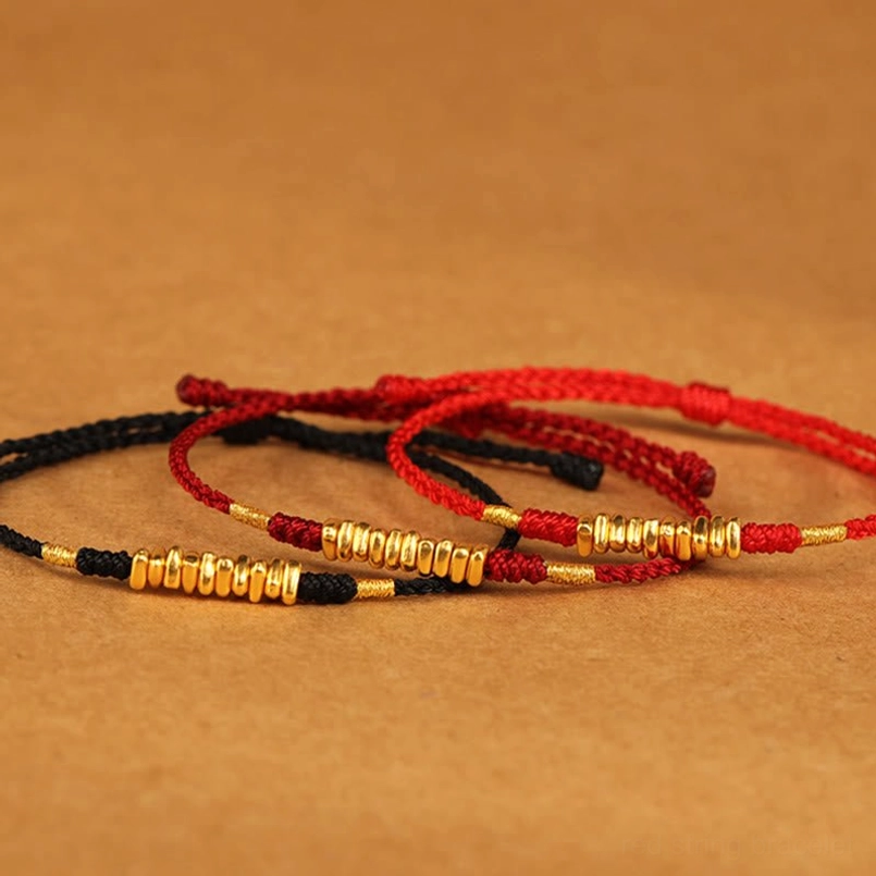 999 gold red string bracelet handmade natural materials authentic