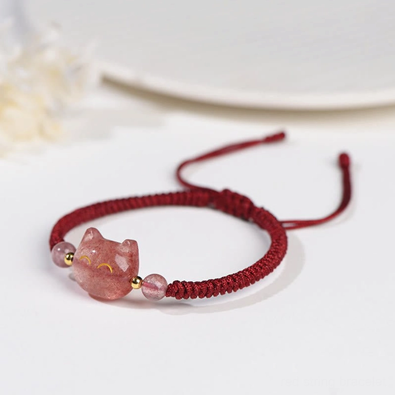 Handmade cat bracelet collection showing multiple styles and stone variations, protection charm display