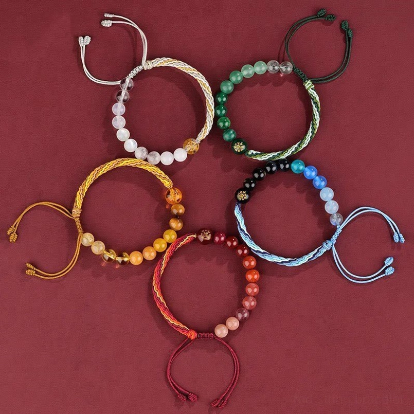 Handmade crystal agate reincarnation knot bracelet natural stone variations