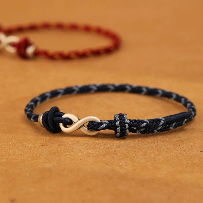 Handmade sterling silver endless knot bracelet showcasing rope texture and knot craftsmanship