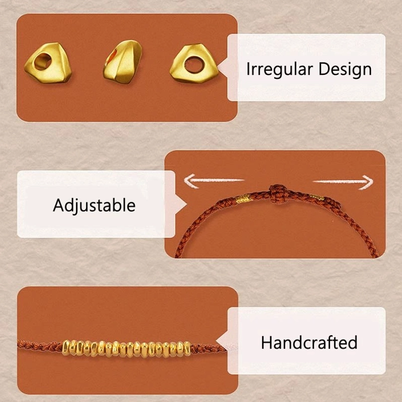 handmade 999 gold red string bracelet detail infographic display