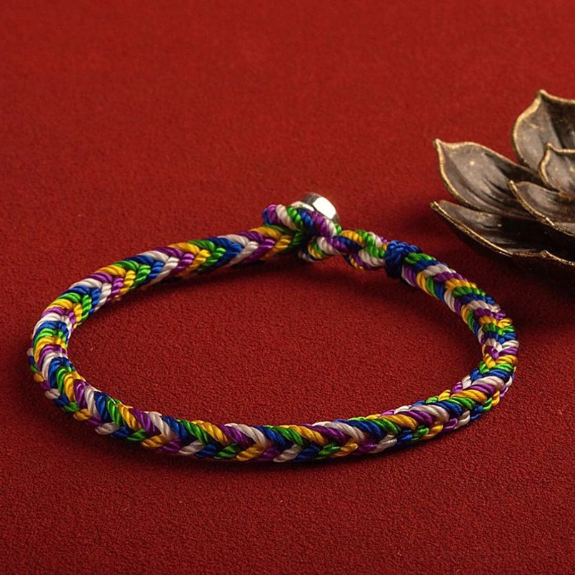 Handmade multicolor lucky red string bracelet unisex style with adjustable sizing
