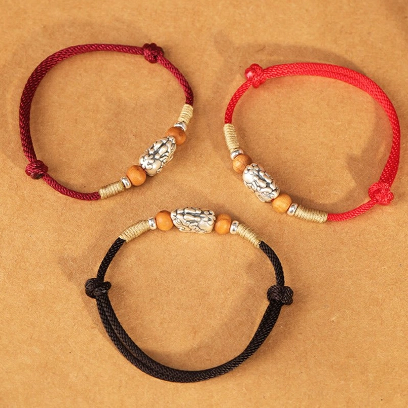Handmade Pixiu Red String Bracelet - Artisan Craftsmanship Detail