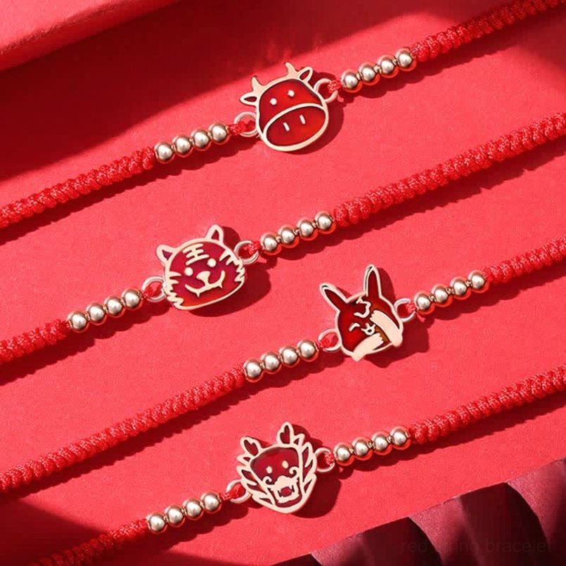 Handmade red string bracelet with zodiac animal charm faith luck protection symbol