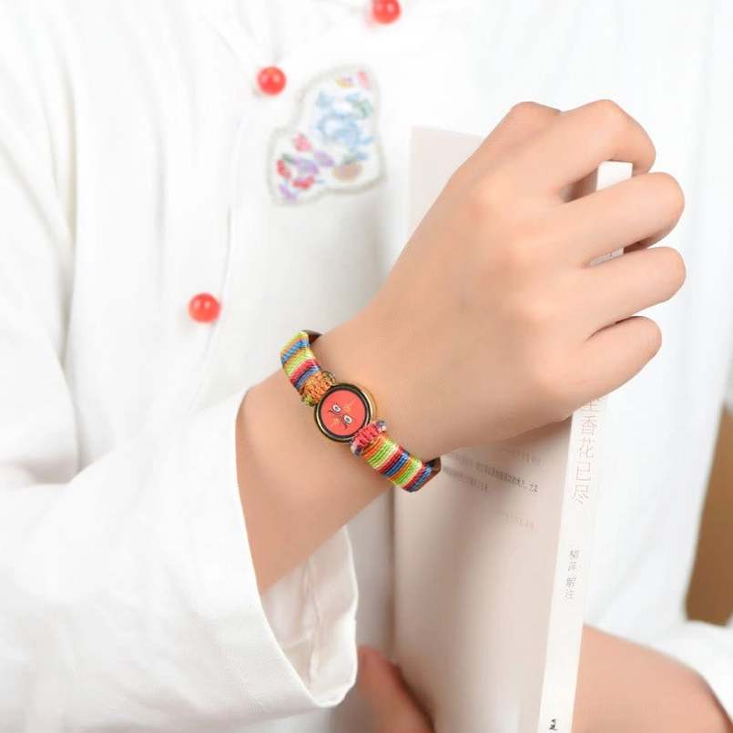 Handmade Tibetan five wealth gods blessing bracelet with Buddha eye charm