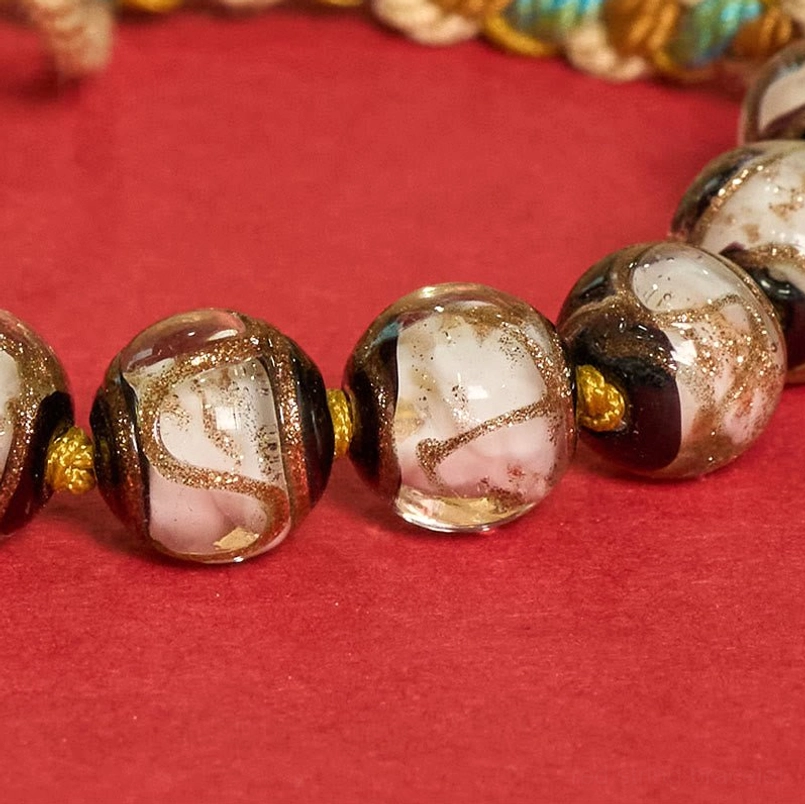 Premium handmade Tibetan liuli glass bracelet with Five Directions Wealth Gods