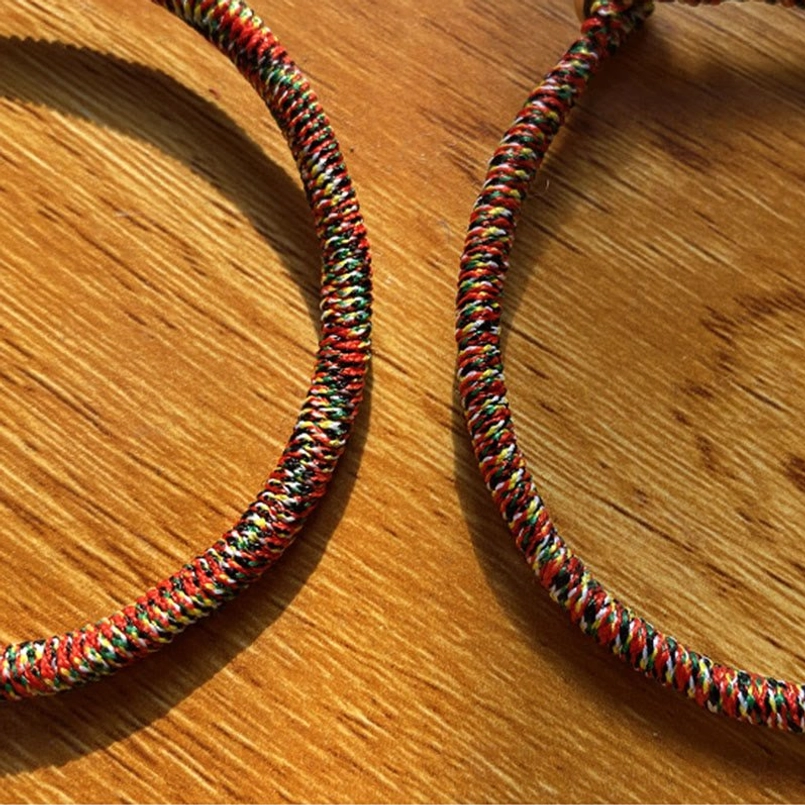 Handmade Chinese zodiac natal Buddha protection bracelet with traditional rope weaving technique