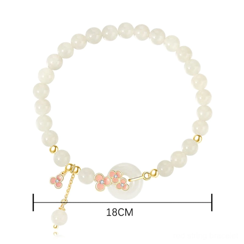 Hetian jade peace buckle bracelet flat lay 18cm total length on white background