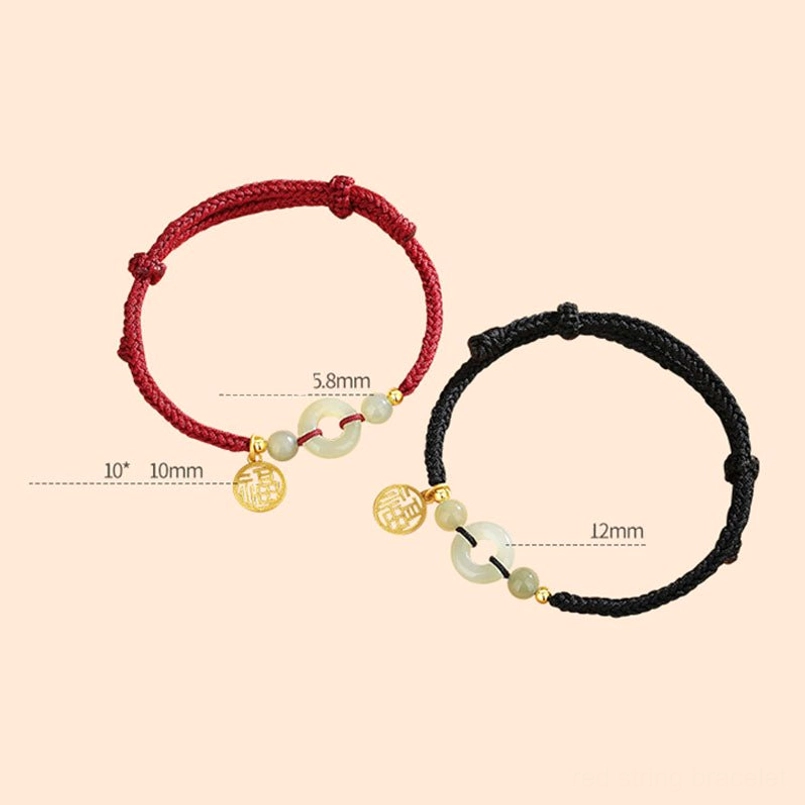 Hetian jade Fu charm bracelets size measurement dimension illustration