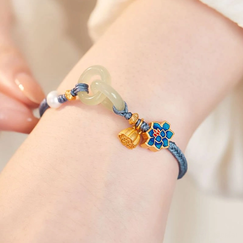 Hetian jade Ping An Kou peace buckle bracelet for balance harmony and good fortune