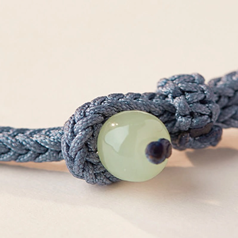 Mint green Hetian jade peace buckle lotus bracelet handmade with natural materials