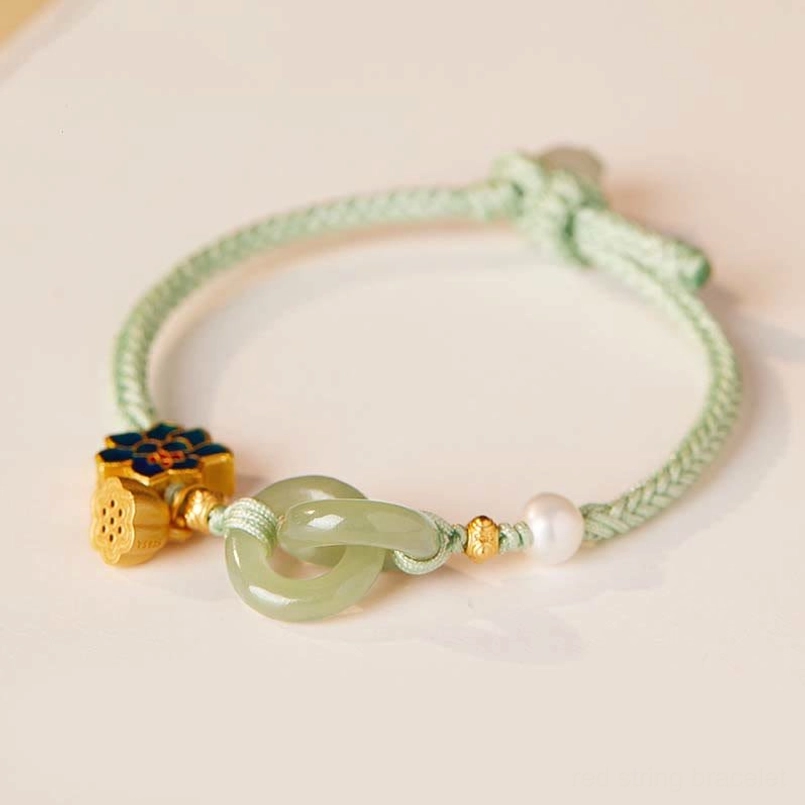 Mint green Hetian jade peace buckle bracelet for inner peace and abundance energy
