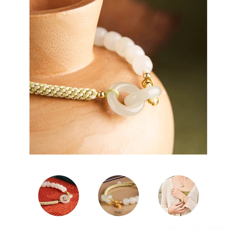 Hetian jade peace buckle fu character prosperity bracelet with 15mm and 12mm buckle size options