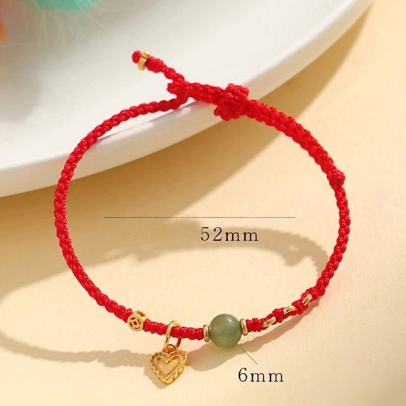 Red string bracelet size specifications hetian jade bead 6mm