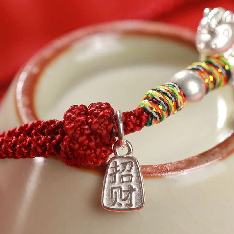 Horse zodiac bracelet with fortune tag silver pendant styling