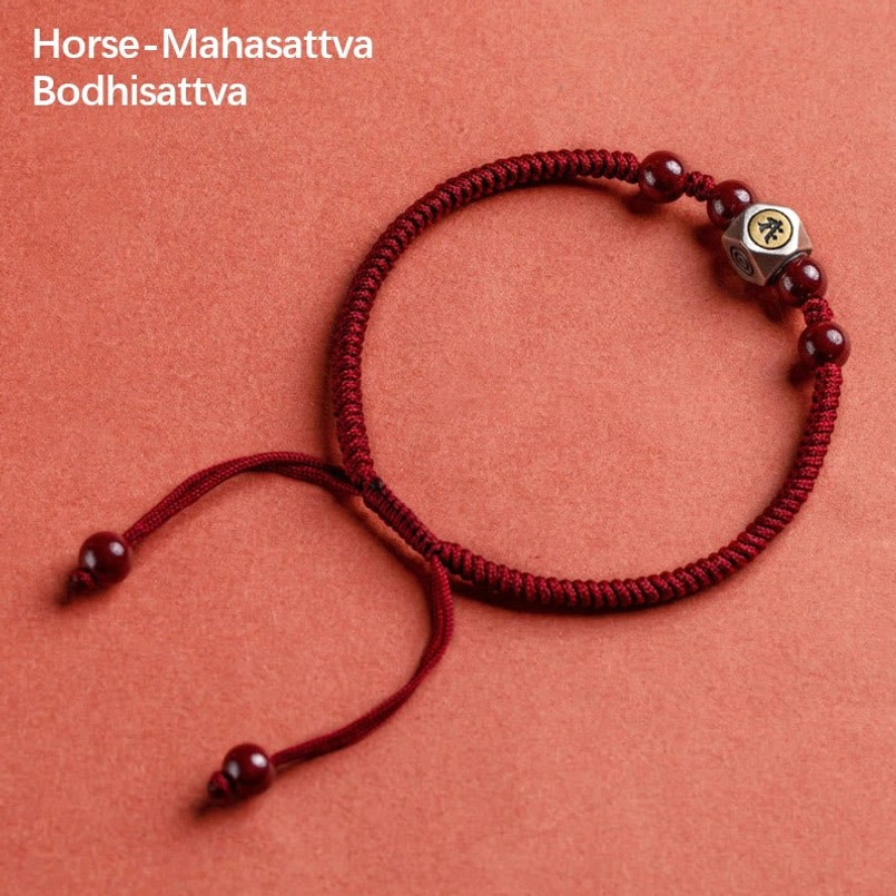 Horse mahasattva bodhisattva zodiac natal buddha red braided bracelet protective guardian