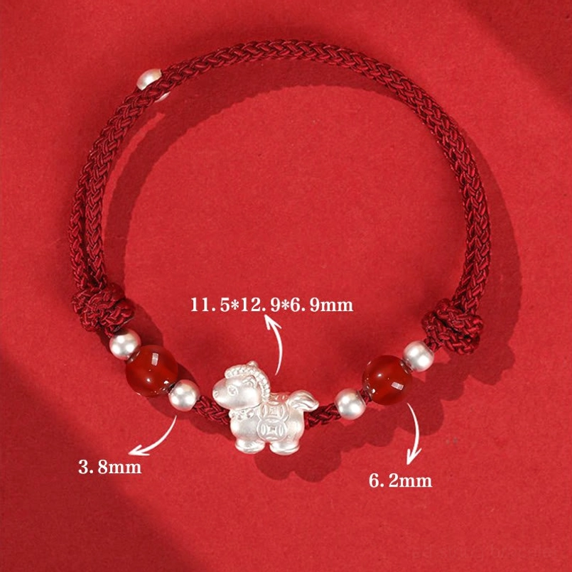 Sterling silver horse red agate bracelet gift box packaging unboxing