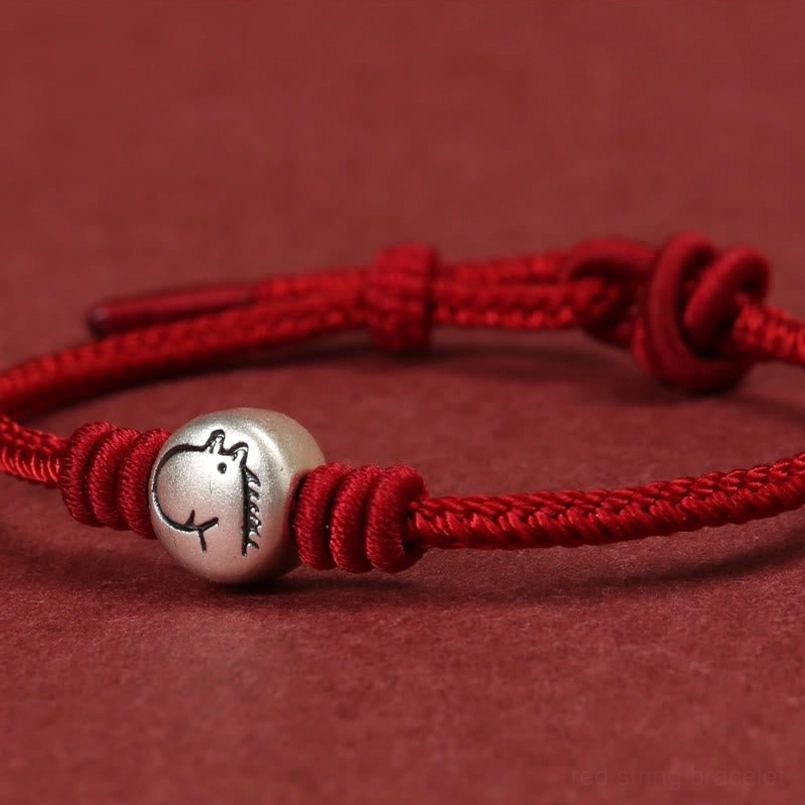 Year of the Horse sterling silver red string bracelet, premium handmade zodiac charm