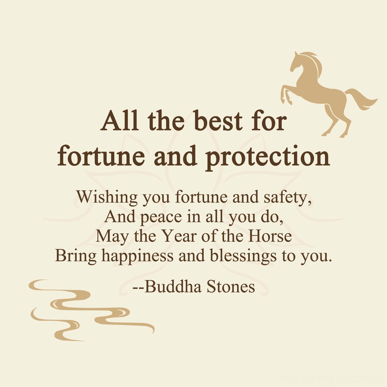 Year of the Horse fortune blessing greeting card for red string bracelet gift