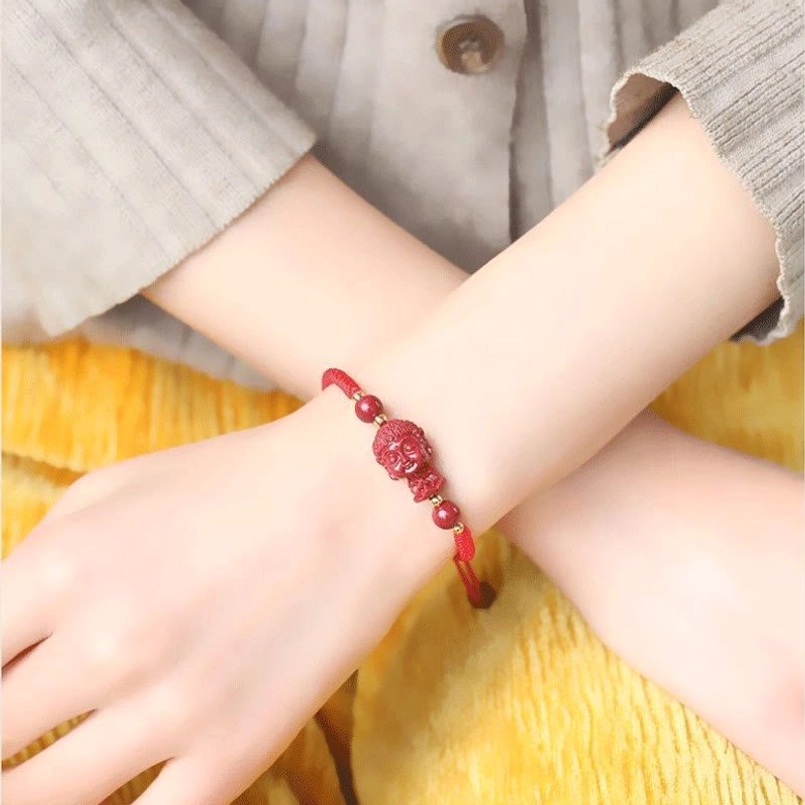 Horse zodiac patron Mahasattva Bodhisattva cinnabar bracelet detail