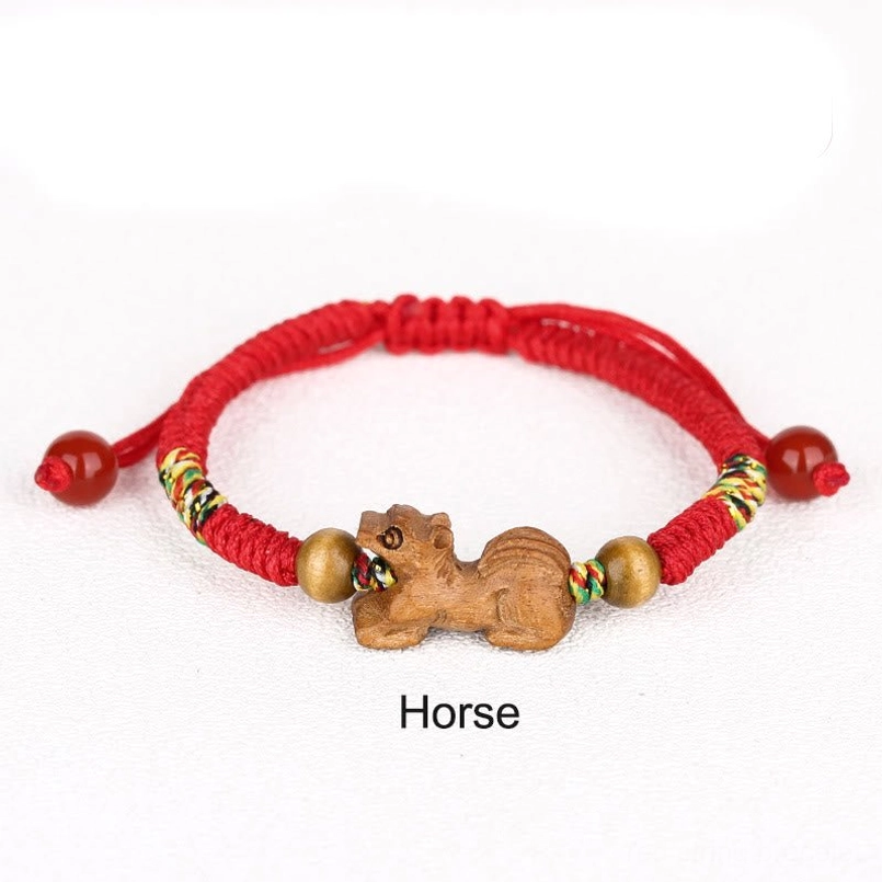 Horse zodiac red string bracelet energetic charm
