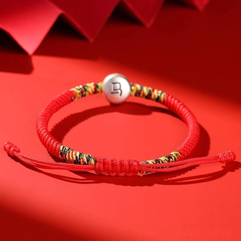 999 sterling silver bead with Chinese horse character red string bracelet