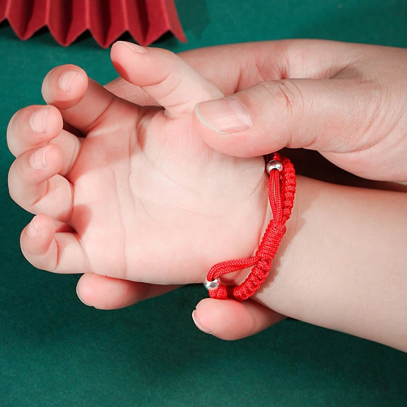 Horse Chinese zodiac 999 sterling silver red cord bracelet children energy charm