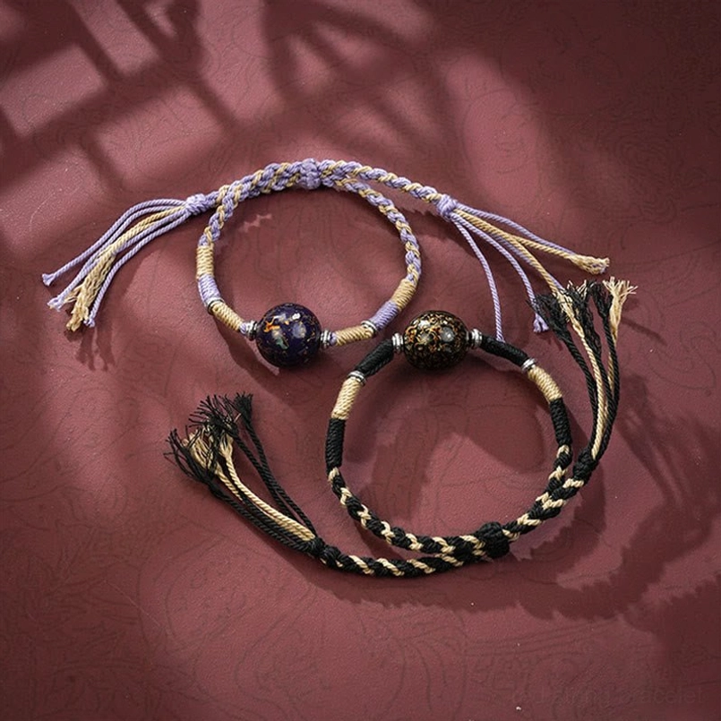 Intangible cultural heritage lacquer craft red string bracelet unique art piece