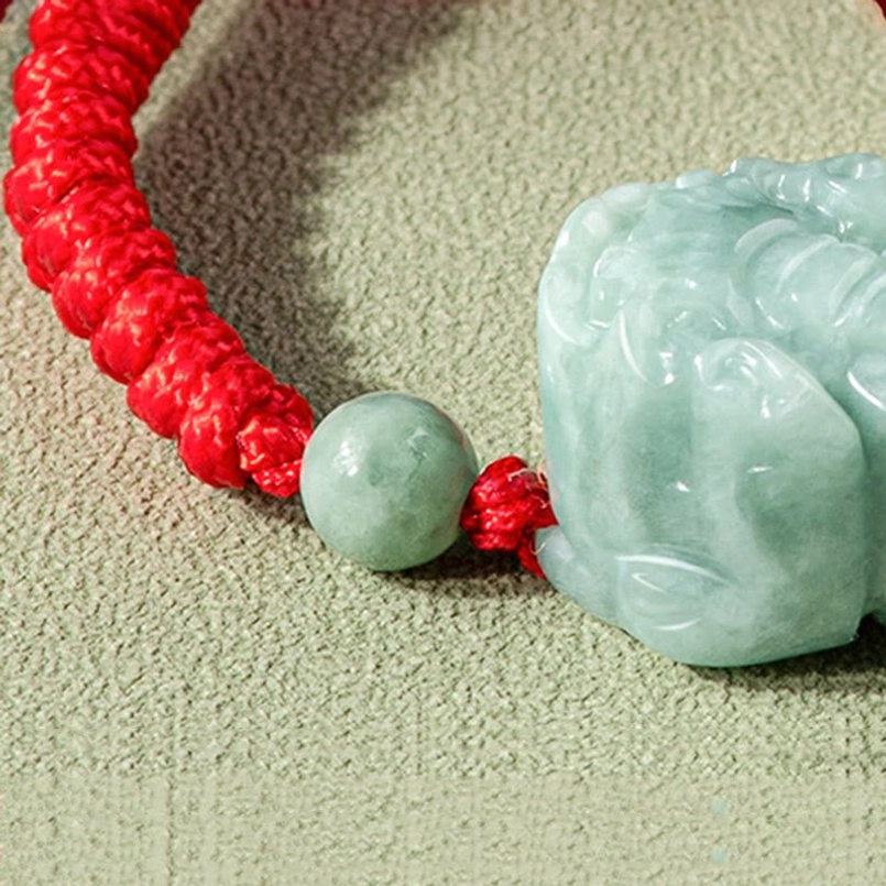 Natural jade texture and King Kong knot weave detail, macro close-up photography